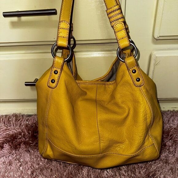 The Sak hobo snap closure vintage bag yellow pebble leather - Picture 2 of 8